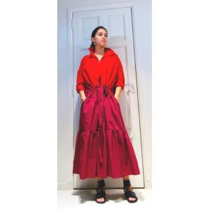 Robe Marquises en Popeline Neon, en coloris Rouge