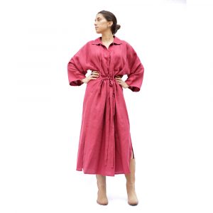 Robe Malegal en lin, ici en coloris Framboise
