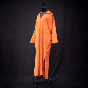 Robe Scamandre en velour, ici en coloris orange